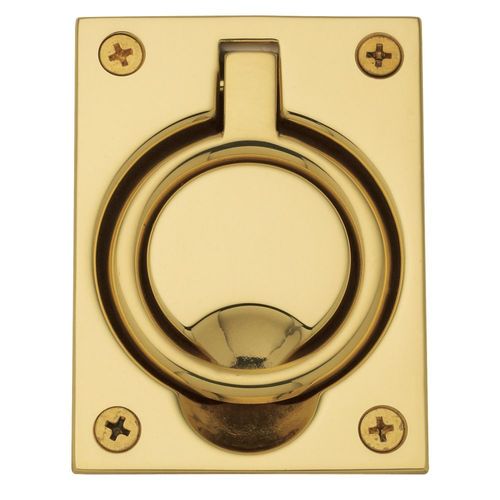 Baldwin 0395031 Flush Ring Pull Unlacquered Brass Finish
