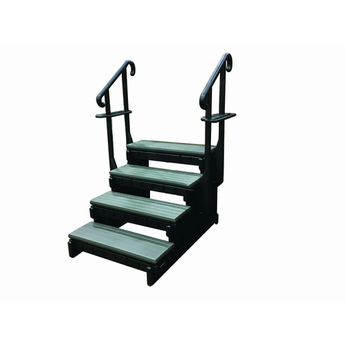 36" Deep Gry 4-tread Spa Step W/ Blk Frame