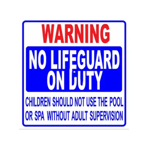 24" X 24" Vertical No Lifeguard On Duty Sign (tx/ga) Red/White/Blue