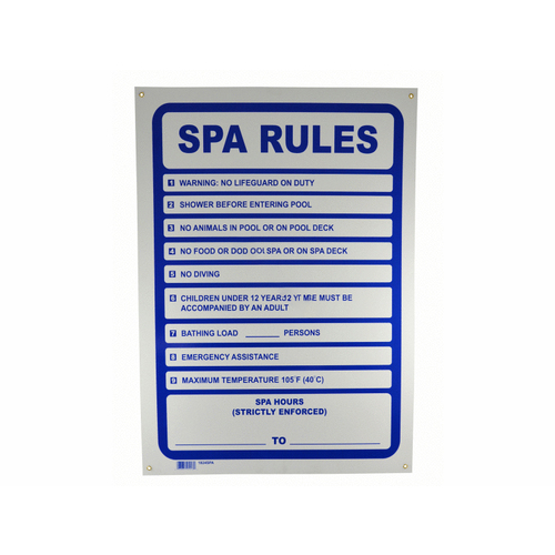 1824spa 18"x24" Vertical Spa Rules Blue/White