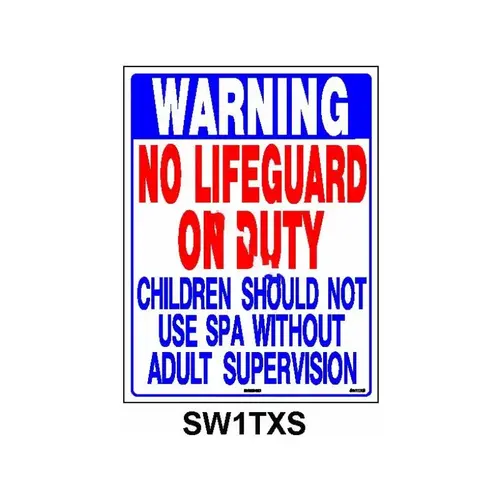 18" X 24" Vertical No Lifeguard On Duty Spa Sign (tx)