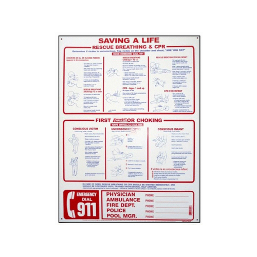 18" X 24" Vertical Cpr Safety Sign Red/White