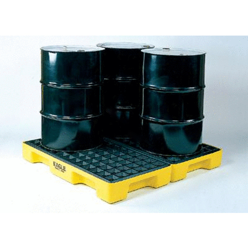 AIRGAS SAFETY INC E421634 1/2" X 51 1/2" X 6 1/2" 4-drum Hdpe Spill Containment Platform Without Drain Yellow/Black