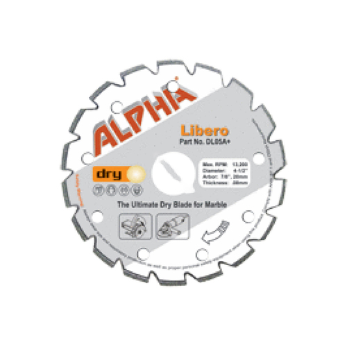 ALPHA PROFESSIONAL TOOLS DL05A+ 4.5" Libero Ultimate Dry Blade For Marble