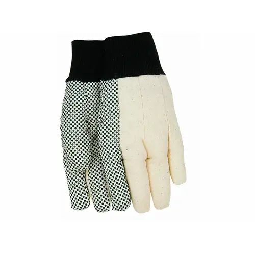 Midwest Gloves Lg Wt Cotton Can W Blk Pl Dots