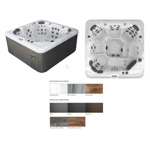 Gl753b Hot Tub Sterling Silver Int/black Ext W/ Circ Pump/led Jets