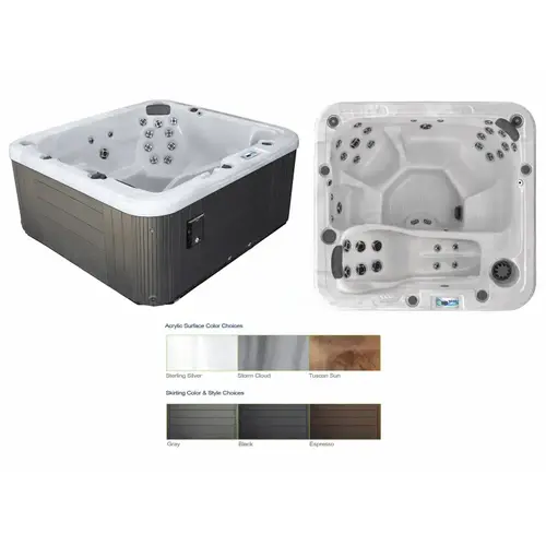 Gl635l Hot Tub Sterling Silver Int/gray Ext W/ Circ Pump/stereo