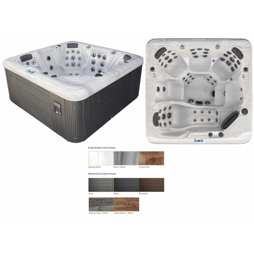 Gl863l Hot Tub Sterling Silver Int/gray Ext W/ Circ Pump