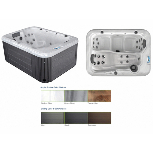 Gl525l Hot Tub Sterling Silver Int/black Ext W/ Circ Pump/led Jets