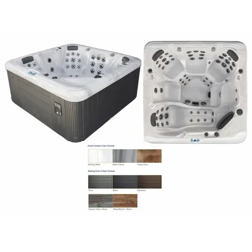 91" X 91" X 39" Spa; Storm Cloud Interior With Black Confer Skirting And Stereo