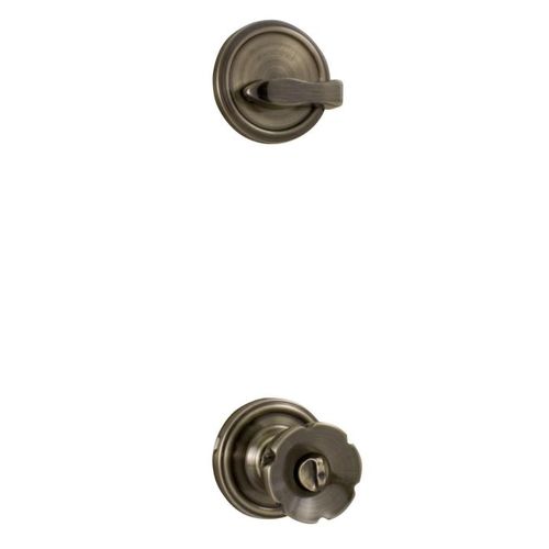 Eleganti Interior Single Cylinder Handleset Trim with Adjustable Latches and Round Corner Strikes Antique Brass Finish