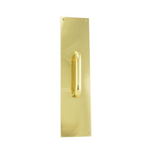 4" x 16" Square Corner Pull Plate with 5-1/2" 1193 Pull Bright Brass Finish