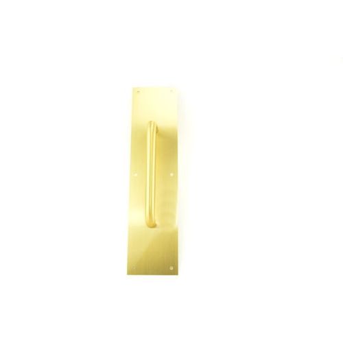 Trimco 10172605 3-1/2" x 15" Square Corner Pull Plate with 6" 1194 Pull Bright Brass Finish