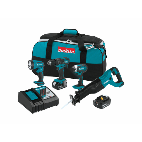 Makita 4pc 18v Lxt Combo W/ (2) 3ah Batteries + Charger