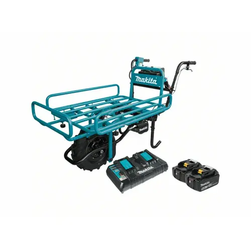 Makita XUC01PTX2 18-Volt X2 (36-Volt) LXT Lithium-Ion Brushless Cordless Power-Assisted Flat Dolly Kit with (2) Batteries 5.0Ah, Charger Teal