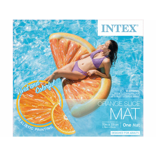 INTEX RECREATION CORPORATION 58763EP Orange Slice Floating Mat 70" X 33.5"