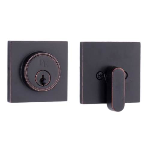Square Single Cylinder Deadbolt with Adjustable Latch and Round Corner Full Lip Strike Oil Rubbed Bronze Finish