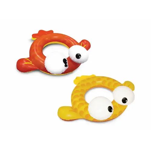 Inflatable Tubes, Finely Fish Tube; Color: Red & Yellow, Design: Classic Ring Shape & Oversized Eyeballs, Size: 28" Diameter (deflated), Gauge: 7.2g (0.18mm), Age Grade: 3+