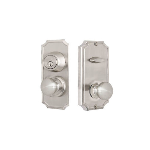 Weslock 01501ININSL2D Unigard Premiere Interconnected Entry with Impresa Knob with 2-3/8" Latch and Round Corner Strikes Satin Nickel Finish