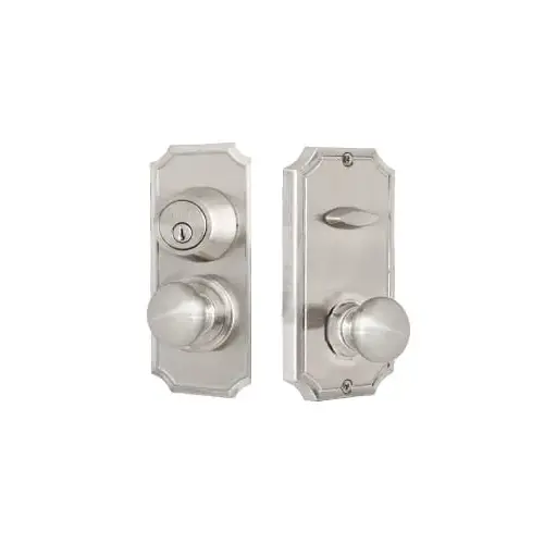 Unigard Premiere Interconnected Entry with Impresa Knob and Combo Strike with 2-3/4" Latch Satin Nickel Finish