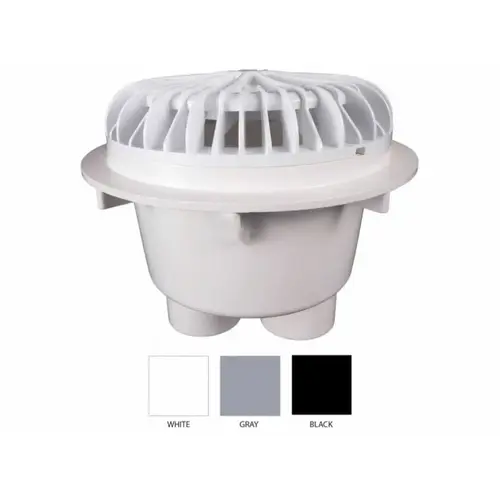 CMP 25517-500-000 1-1/2" Socket X 2" Spigot White Nova 2-port Main Drain With Bottom Port
