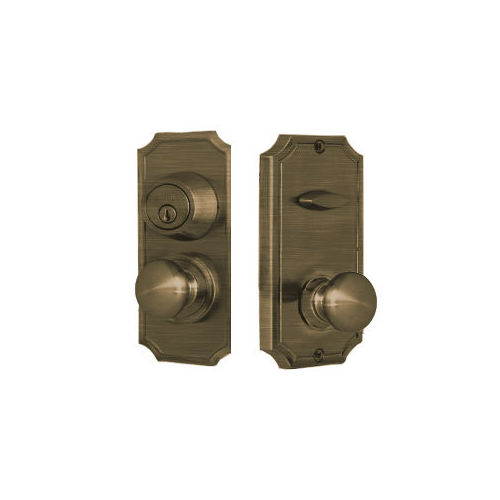 Weslock 01501IAIASL2D Unigard Premiere Interconnected Entry with Impresa Knob with 2-3/8" Latch and Round Corner Strikes Antique Brass Finish