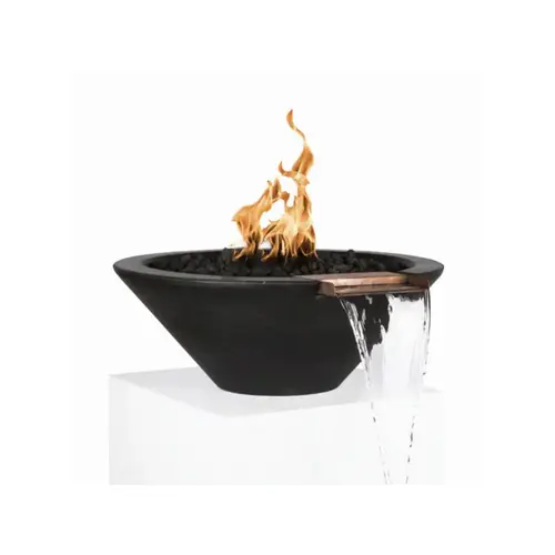 THE OUTDOOR PLUS COMPANY INC OPT-24RFWM-BLK 24"rd Blk Gfrc Match Lit Fire & Water Bowl