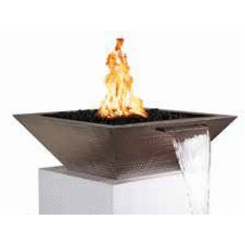 30" Sq Copper Match Lit Fire/water Bowl