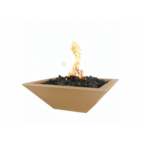 24" Square Gfrc Brown Match Lit Fire Bowl