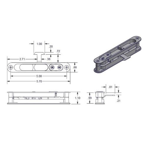 BLACK SCREEN DOOR HANDLE .750 SLIDE HOOK