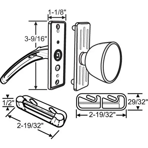 TULIP KNOB LATCH ALUMINUM WITH RESILIENT STRIKE 3"HOLE CENTER SDH 15 AL