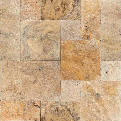 Tuscany Scabas Pattern Tumbled Travertine Paver Kits (120 sq. ft./Pallet) - pack of 10