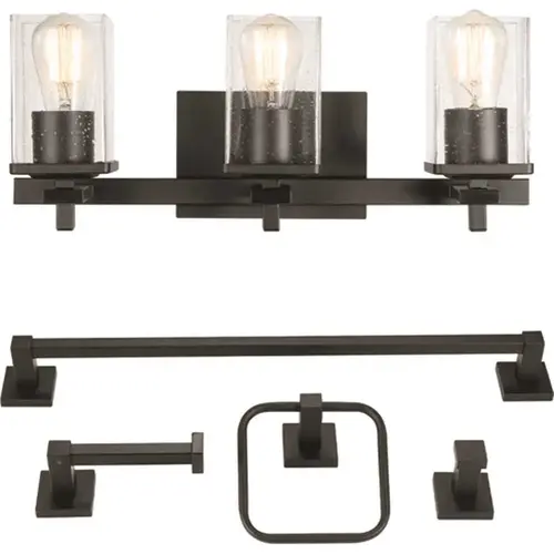 Dakota 20 in. 3-Light Matte Black Vanity Light with Accessories Color/Finish Family