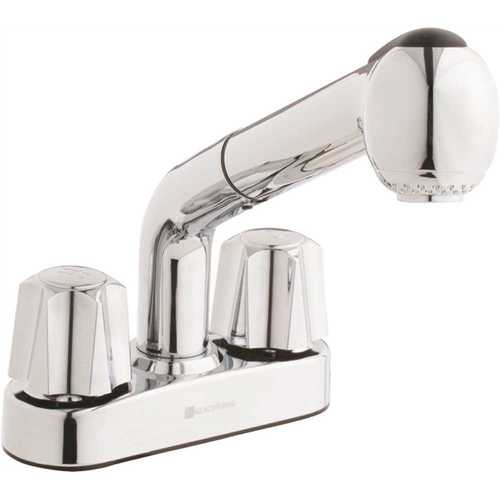 4 in. Centerset 2-Handle Pull-Out Sprayer Laundry Faucet in Chrome