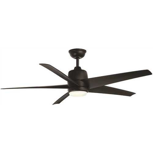 Hampton Bay 97919 Mena 54 in. White Color Changing Integrated LED Indoor/Outdoor Matte Black Ceiling Fan with Light and Remote