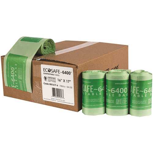 ECOSAFE HB1617-6 0.6 mil 16 in. x 17 in. 2.5 Gal. Compostable Can Liners - pack of 72