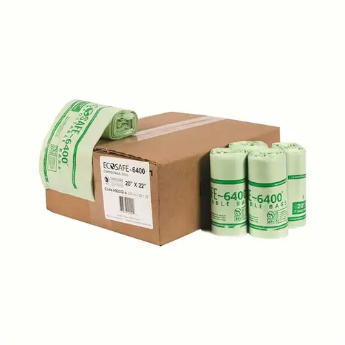 0.6 mil 20 in. x 22 in. 7 Gal. Compostable Can Liners Green - pack of 600