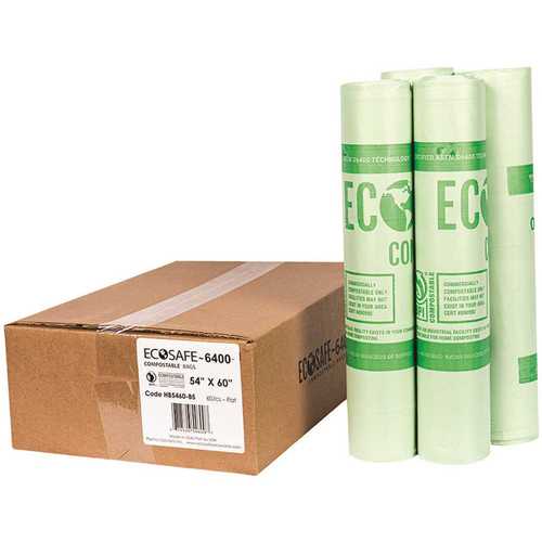 ECOSAFE HB5460-85 0.85 mil 54 in. x 60 in. 90 Gal. Compostable Can Liners - pack of 60