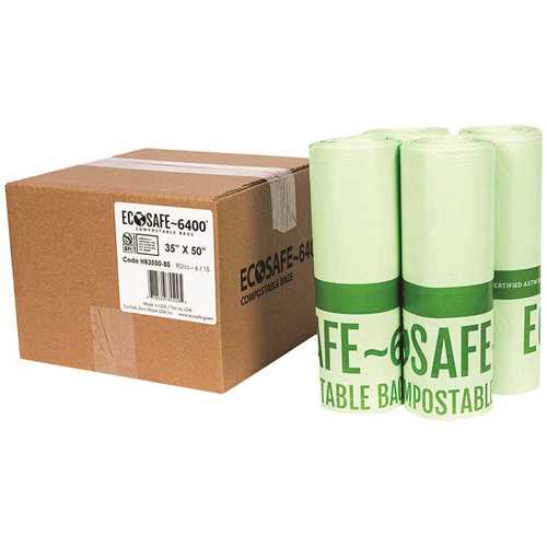 ECOSAFE HB3550-85 0.85 mil 35 in. x 50 in. 45 Gal. Compostable Can Liners - pack of 90