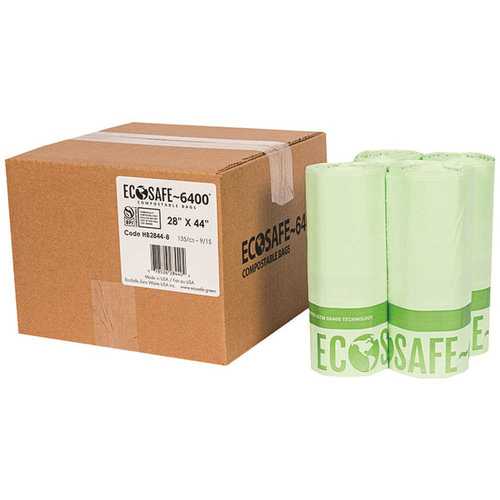 ECOSAFE HB2844-85 0.85 mil 28 in. x 44 in. 35 Gal. Compostable Can Liners - pack of 135