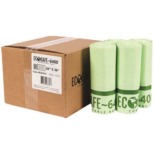 ECOSAFE HB2636-8 0.85 mil 26 in. x 36 in. 20 Gal. Compostable Can Liners - pack of 165