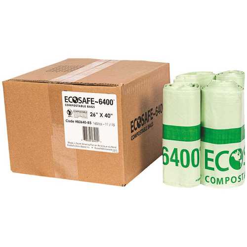 ECOSAFE HB2640-8 0.85 mil 26 in. x 40 in. 22 Gal. Compostable Can Liners - pack of 165