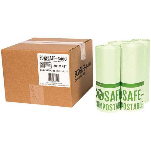 ECOSAFE HB3042-85 0.85 mil 30 in. x 42 in. 35 Gal. Compostable Can Liners - pack of 135