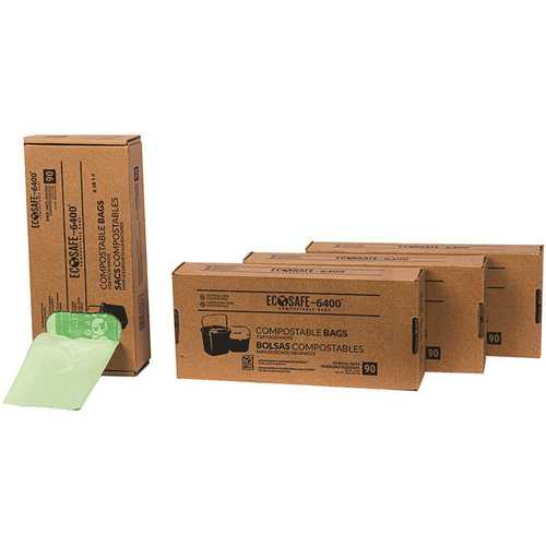 ECOSAFE CP1617-6 0.6 mil 16 in. x 17 in. 2.5 Gal. Compostable Kitchen Bin Liners - pack of 900