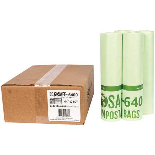 ECOSAFE HB4460-85 0.85 mil 44 in. x 60 in. 60 Gal. Compostable Can Liners - pack of 60
