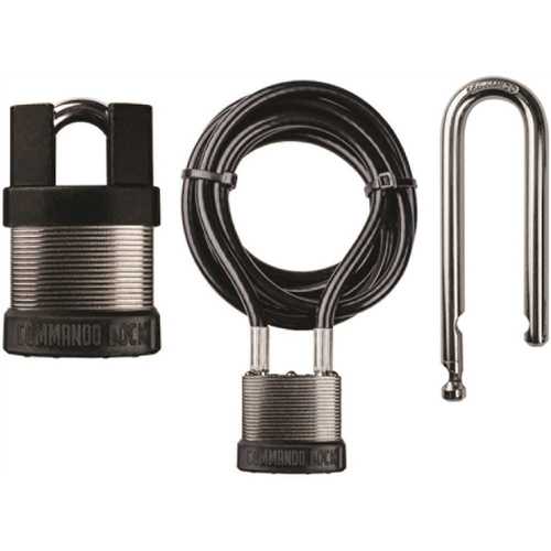 Commando Lock 5031 iChange 4-IN-1 System Steel Keyed Padlock Starter Kit with 1-Lock, 2-Shackles, Guard and 8ft. Cable