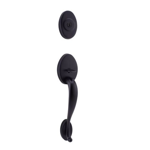 Lexington Exterior Active Handleset with Adjustable Latch and Round Corner Strikes Black Finish