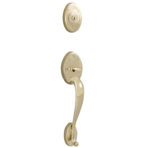 Lexington Exterior Active Handleset with Adjustable Latch and Round Corner Strikes Lifetime Brass Finish