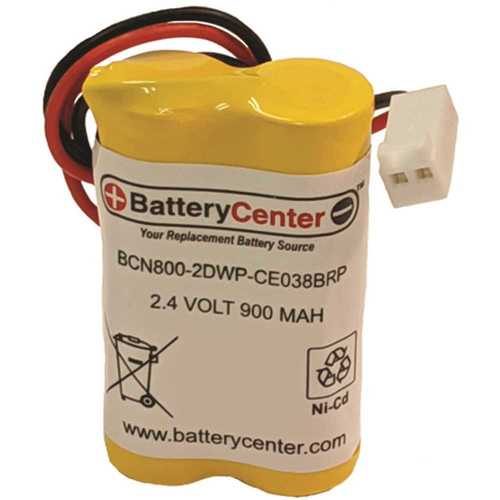 Battery Center BCN800-2DWP-CE038BRP 2.4-Volt 900 mAh Nickel Cadmium/NiCad Replacement Rechargeable Battery for Emergency Lighting