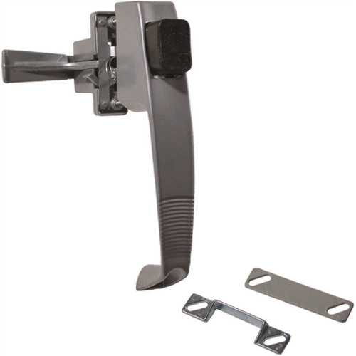 Push Button Latch Set Alum handle 4-1/2in Latch 1-3/4in heavy Duty No Lock Out fits Doors 1 To 1-1/4in Thick